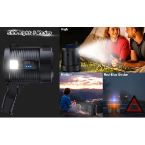 High Power Portable Led Flashlight COB camp light Spotlights Solar Panel USB Charging Torch light with 9000mAh Lithium Battery