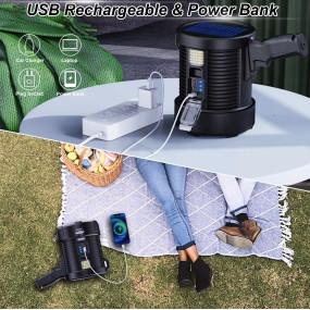 High Power Portable Led Flashlight COB camp light Spotlights Solar Panel USB Charging Torch light with 9000mAh Lithium Battery