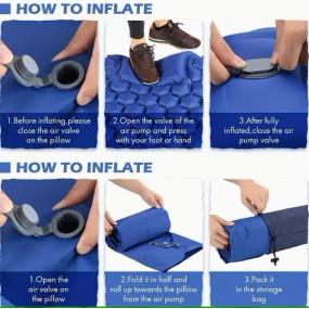 Outdoor Camping Sleeping Pad Inflatable Mattress with Pillows Ultralight Air Mat Built-in Inflator Pump Travel Hiking