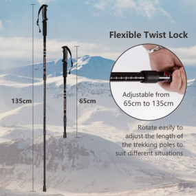 1 pair Hiking Pole Aluminum / Pole Adjustable 65-135 cm [1 pair/2pcs]
