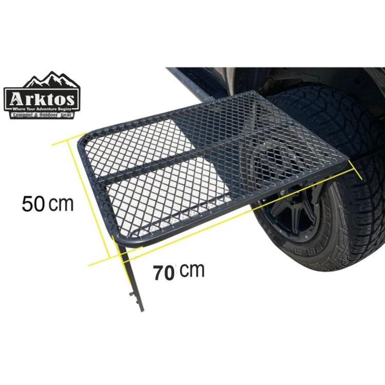 Vehicle Tire Mounted Steel Camping Table Adjustable Travel Outdoor Furniture for Car Picnic Camp Outdoor Cooking BBQ Party
