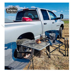 Vehicle Tire Mounted Steel Camping Table Adjustable Travel Outdoor Furniture for Car Picnic Camp Outdoor Cooking BBQ Party